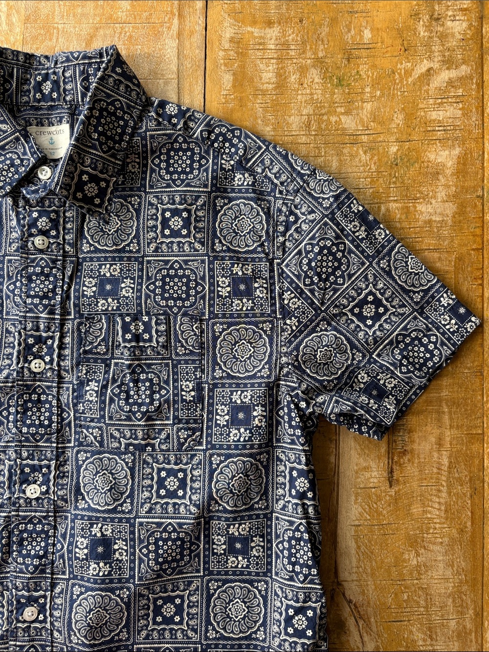 Crewcuts Navy Bandana-Pattern Shirt size 12